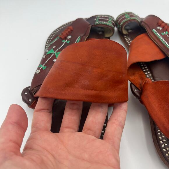 SandCruisers Men's Traditional Arabian Sandals Leather Beaded Size 9 - Picture 7 of 10